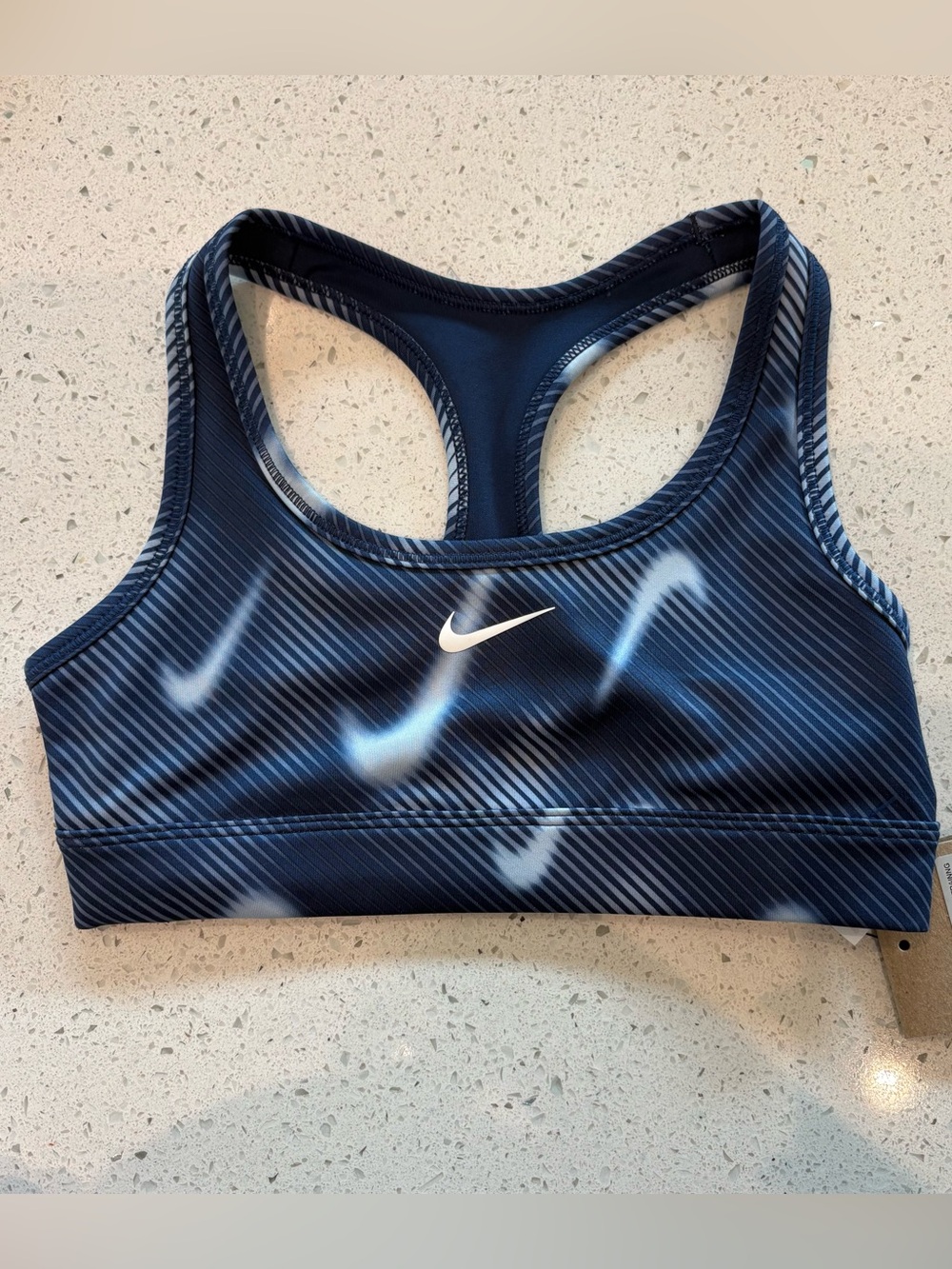 Nike Blue & White Printed Racerback Training Bra